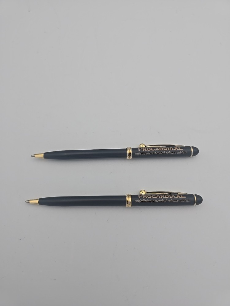 Drug Rep PROCARDIA XL Collectible Metal Pens x 2 RARE