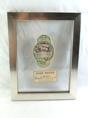 Vintage Burt E. Moritz Druggist -Oriental Balm, Rose Water Bottle Labels & Frame