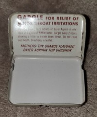 Vintage Bayer Aspirin Tin 12 Tablets Yellow Brown Pocket Metal Case Made in USA