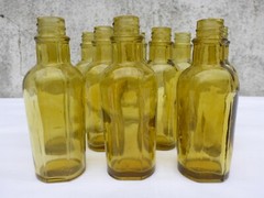 2 X Old Small Green Medicine Glass Pharmacy Bottle Approximately 9.7 Cm Green