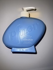 New! Pfizer Viagra Soap Dispenser Plastic 10oz Bottle Pharmaceutical Blue Pill!