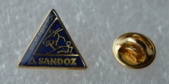 SANDOZ Pharmaceutical sport research vintage pin badge LSD Albert Hofmann