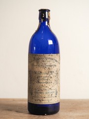 Antique Victorian Blue Bottle with Stopper and Original Label -Sold Individually