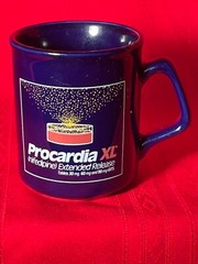 Procardia XL Pfizer Labs Blue Ceramic Coffee Mug Pharmaceutical Drug Swag Cup