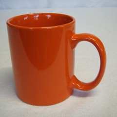 Vtg Medical Caduceus Symbol Orange Coffee 12 oz Mug 4″tall 3″ diameter EC