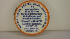 advertising Illinois surgical supply celluloid tape measure picture instruments
