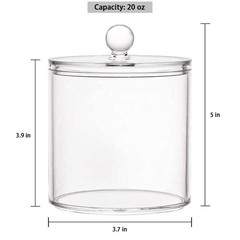 20-Ounce Qtip Holder Storage Canister Set of 2, Clear Plastic Apothecary Jar …