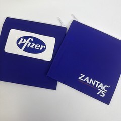 Lot Of 2 Promotional Zantac 75 Money, Travel, Make Up Zippered Bag 6”x6”