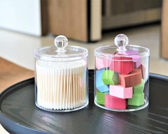 20-Ounce Qtip Holder Storage Canister Set of 2, Clear Plastic Apothecary Jar …