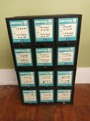Vintage 1950s – stacking 12 compartment Pharmacy File Pill Cabinet industrial