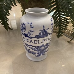 Vintage LILLY Drug Blue White Ceramic Pharmacy Apothecary Jar Vase U:CAELFUL:FO