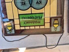 4 Stain Glass Panels Schering Pharmacy Rx Ad Premium USA Bicentennial 1976 VTG