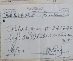 1946 2-sided Pharmacy Ledger Page – 20 vintage prescriptions – Sulfedex