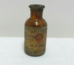 Vintage Fritzsche Brothers 3 1/2″ Apothecary Croton Oil Bottle McKesson & Robbin