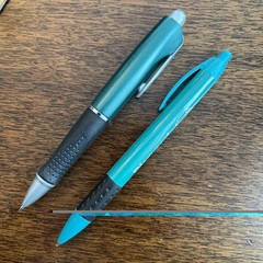 Lot of 2 Risperdal Medical Drug Rep Pharmaceutical Pens Working Teal Silver Bic