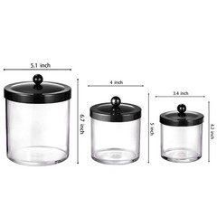 SheeChung 3-Pack Plastic Apothecary Jars with Black Metal Lids – Large 50oz, …