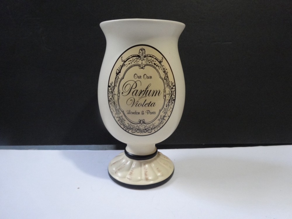 ASP 2005 Ceramic Apothecary Jar / Vase 6”T. 3.25”W Cream w/ Black accents