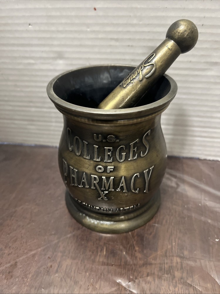 Vintage Schering Brass Mortar College Of Pharmacy Heavy 2001