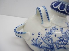 Amazing Pharmacy Apothecary Jar „Aq Mele“ Blue and White Hand Painted Deer