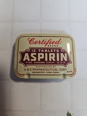 Open Box 1939 Certified Brand Aspirin 12 Tablet Pocket Pill Tin Antique Mini Tin