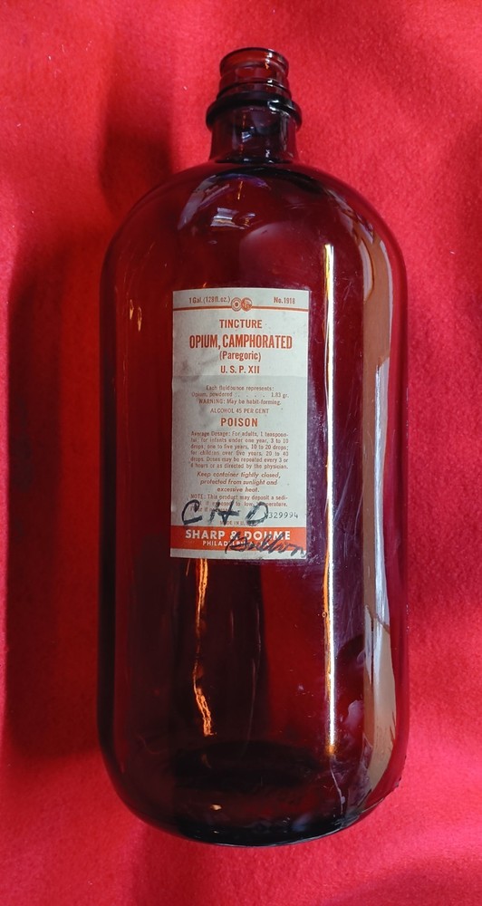 Vintage 1950s One Gallon Amber Apothecary Bottle Sharpe & Dohme