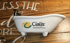 Pharmaceutical Cialis Ceramic Bath Tub Promo Novelty Trinket Soap Dish