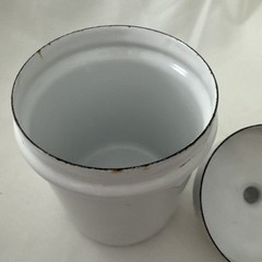Vintage White 7” Enameled Apothecary Jar with Lid Laboratory Collectible Decor