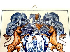 BLUE DELFT HOLLAND HANDMADE PILL TILE BURROUGHS WELLCOME CO. 1982 ORIGINAL BOX!