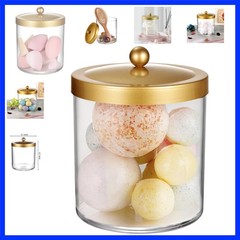 50 Ounce Large Clear Apothecary Jar with Gold Rust-Proof Lid – Shatterproof P…