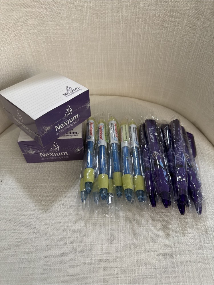 Lot of 20 Promotional pharmaceutical Pens & Notepads – Nexium & Symbicort– New