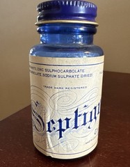 Vintage Medical Remedy Pharmacy – Septigyn Dallas Cobalt Blue Bottle Label