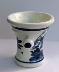 Blue and White Windmill Floral Holland Miniature Mortar – 2″ High, 2″ Diameter