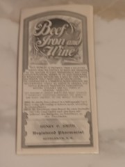 Henry Smith Registered Pharmacist medicine bottle label Wine & Iron Bethlehem PA