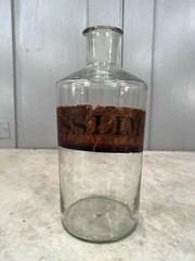 Antique scientific pharmacists jar with original label but no stopper