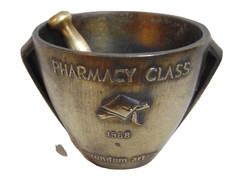 Mortar And Pestle Schering Pharmaceutical Class 1968 Vtg Brass Apothecary 4″
