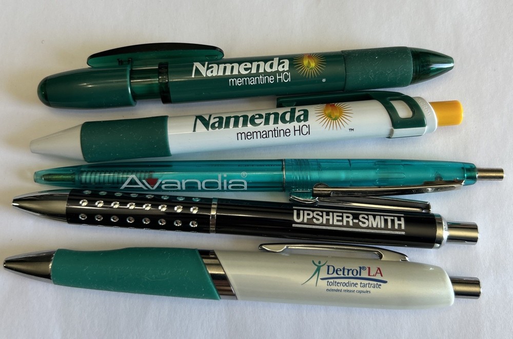 pharmaceutical pens Lot Of 5 Detrol, Upsher-Smith, Avandia & Namenda