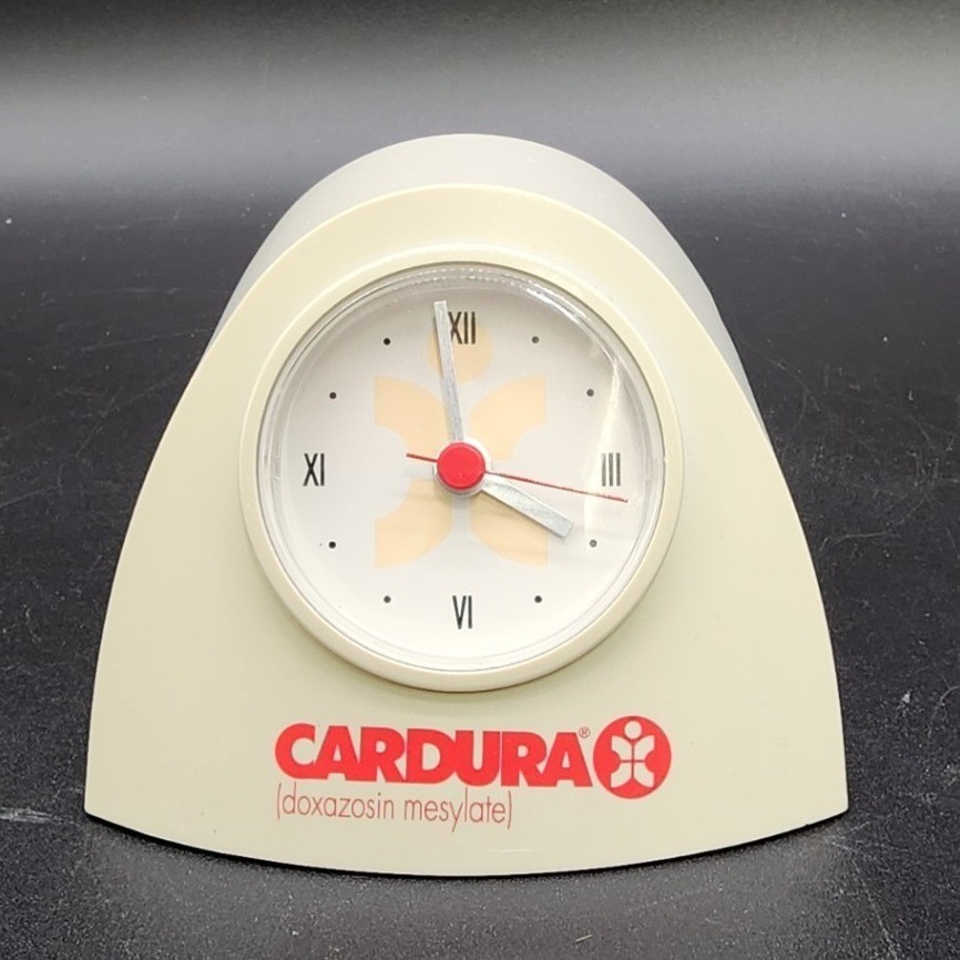 Cardura Cream Vintage 1997 Pharma Promo Desktop Quartz Clock Hidden Storage 90s