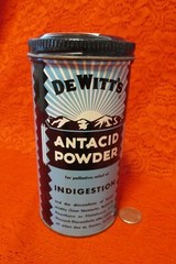 Vintage Original DEWITT’S ANTACID MEDICINE RX POWDER Tin Pharmacy Medical full