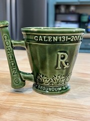 Schering Coricidin RX Pharmaceutical Promo Coffee Mug Green Galen 131-201 A.D.