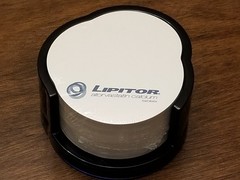 Lipitor Pharma Drug Rep Sticky Note Pad & Blue Acrylic Desk Holder