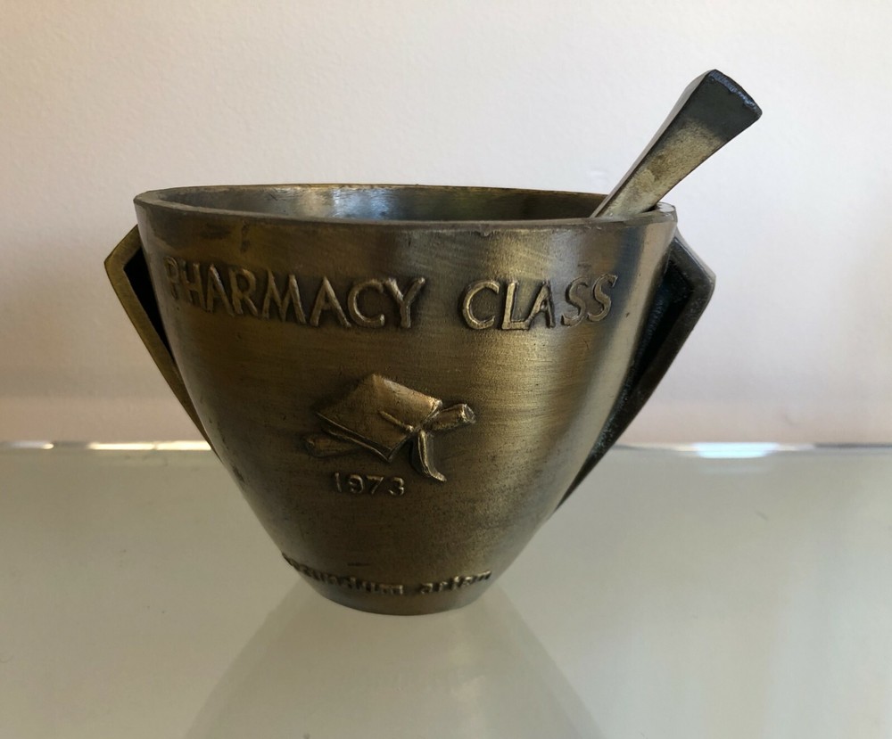 Vintage Pharmacy Class 1973 Mortar & Pestle Rx Secundum Artem Schering