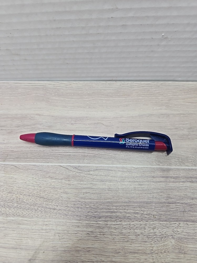 Rare Seroquel BLUE PEN Drug Rep Pharmaceutical Advertising Tested & Works