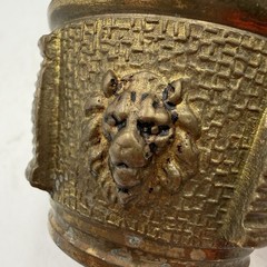 Vintage Brass Mortar and Pestle, Lion Head Design, 2” Tall