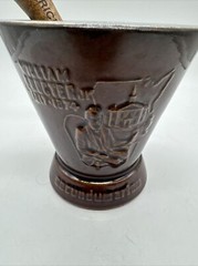 Vintage SCHERING Brown Ceramic Mortar Apothecary Pharmacy RX With Pestle