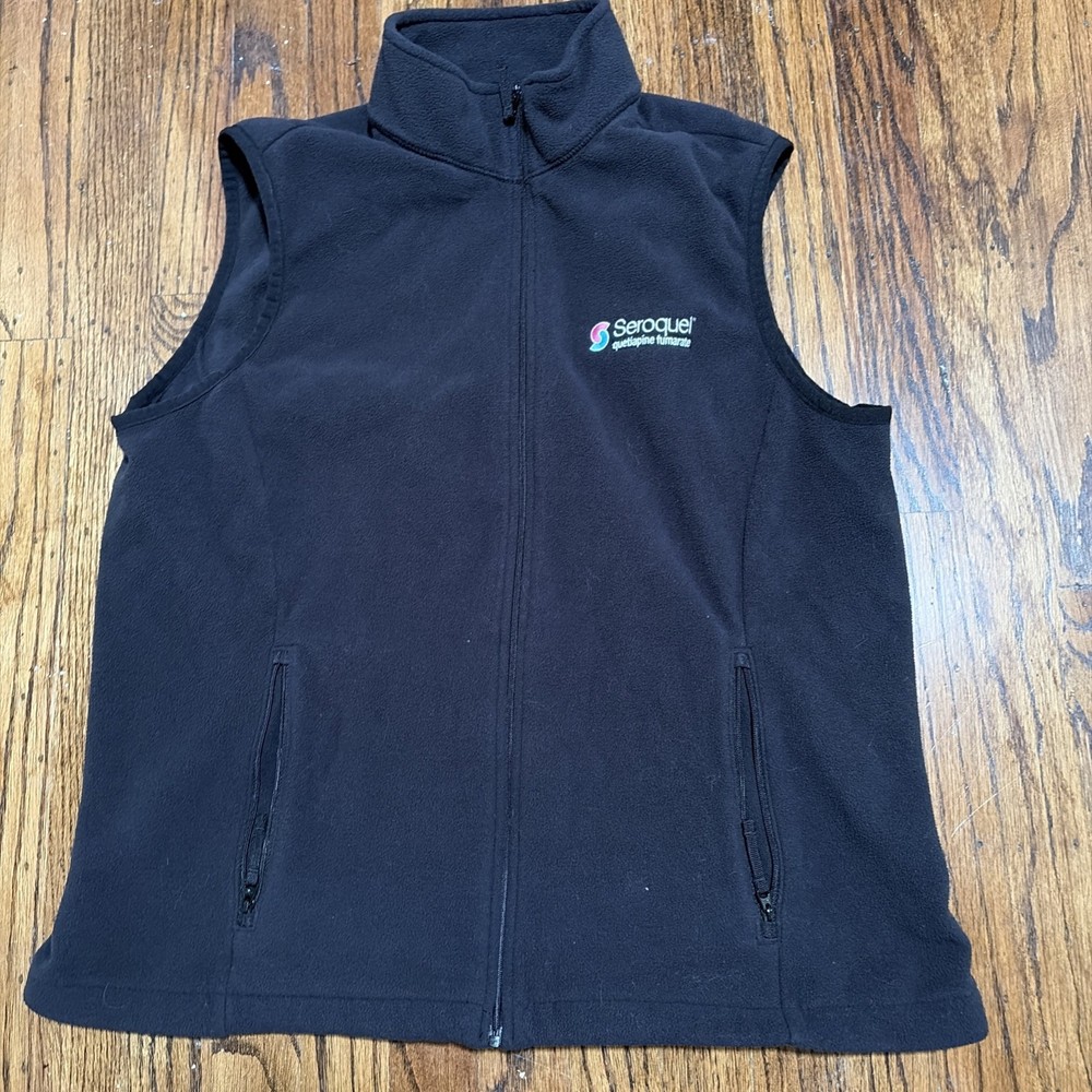 Pharmaceutical Rep Drug Merch Swag Seroquel Black Lands’ End Fleece Vest Medium