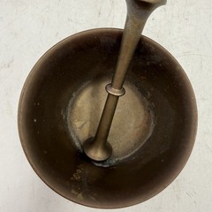Vintage Brass Mortar and Pestle, Lion Head Design, 2” Tall
