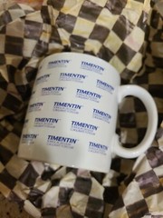 Timentin Antibiotic Pharmaceutical Advertising Blue White Ceramic Coffee Tea Mug