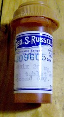 RARE vintage 1970s RUSSELL PHARMACY pill bottle EASTHAMPTON MA doctor medical