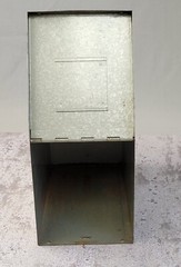 Vtg Gray Green Metal File Pharmacy Prescription Box Industrial Lift Top 9.5x6x5