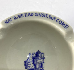 VTG Apothecary Ceramic Ashtray Blue & White Pharmacy Advertising C. Lamb Quote